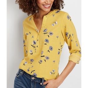Floral bottom down V neck top